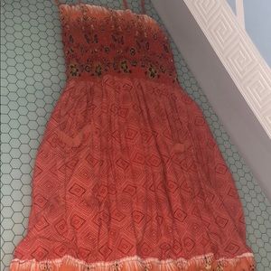 Boho rust/orange 3/4 stretchy dress